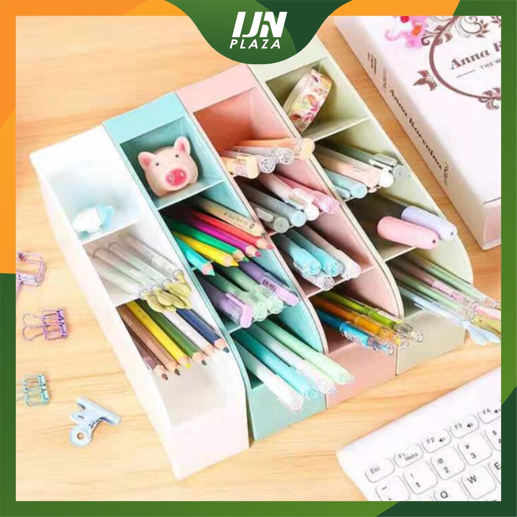 ❤ IJN ❤ Pen Holder Rak Tempat Alat Tulis Rak Tempat Pena Kantor Color 4 tingkat / Stationery Space Office Storage Box