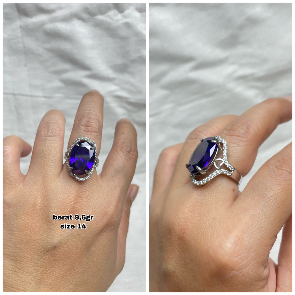 CINCIN BATU MATA BIRU PERAK ASLI S925 GLOBAL JEWELLERY CN033