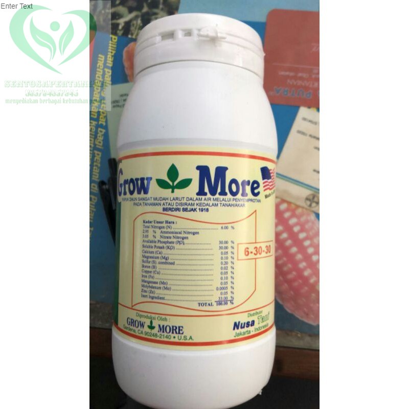 pupuk daun dan bunga GROWMORE 6-30-30 454 gram dari USA