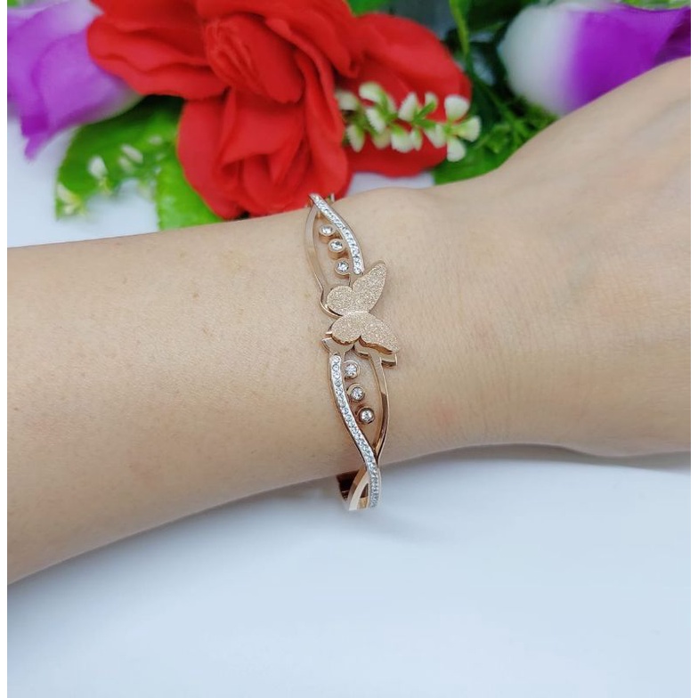 Set Gelang+Cincin Titanium Kupu-Kupu Permata