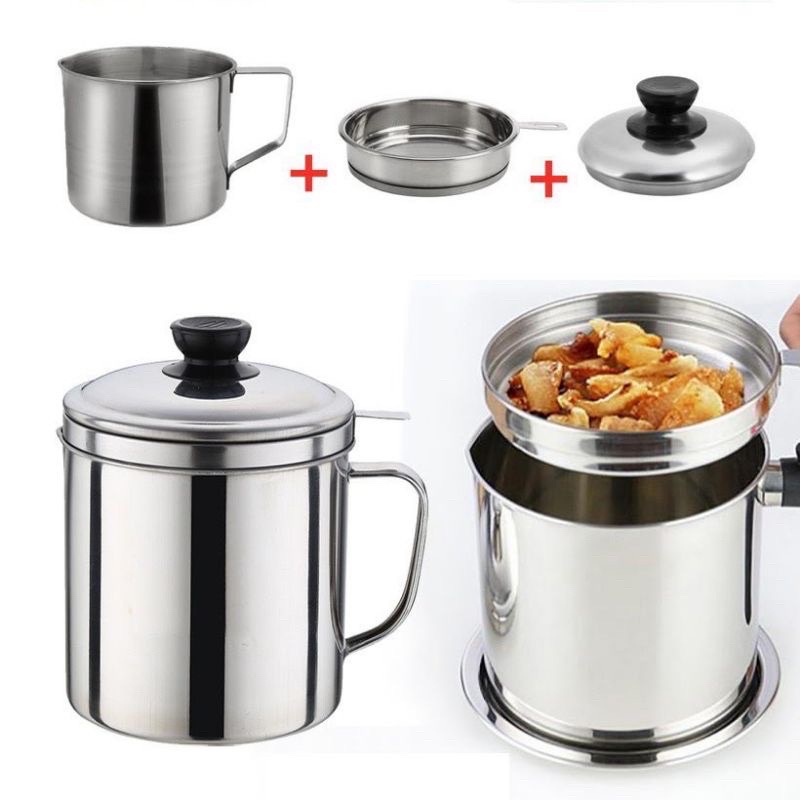 ( BISA COD ) PROMO OIL POT SARINGAN MINYAK GORENG STAINLESS STEEL / WADAH SARINGAN MINYAK GORENG SISA / GELAS SARINGAN STAINLESS MINYAK GORENG SISA WADAH JELANTAH / OIL POT FILTER 1300ML SARINGAN STAINLESS MINYAK GORENG SISA WADAH JELANTAH TEMPAT MINYAK