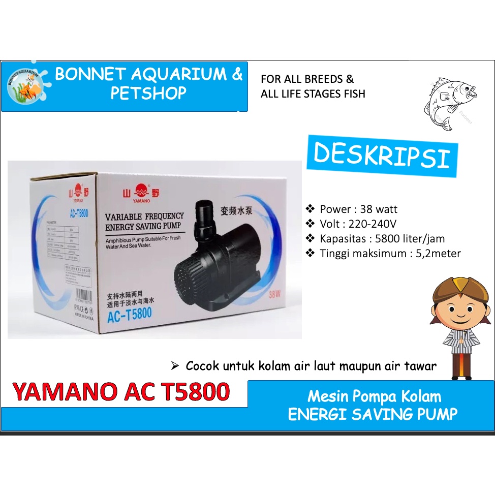 Yamano AC-T5800 act 5800 act5800 jtp submersible pump / pompa celup kolam