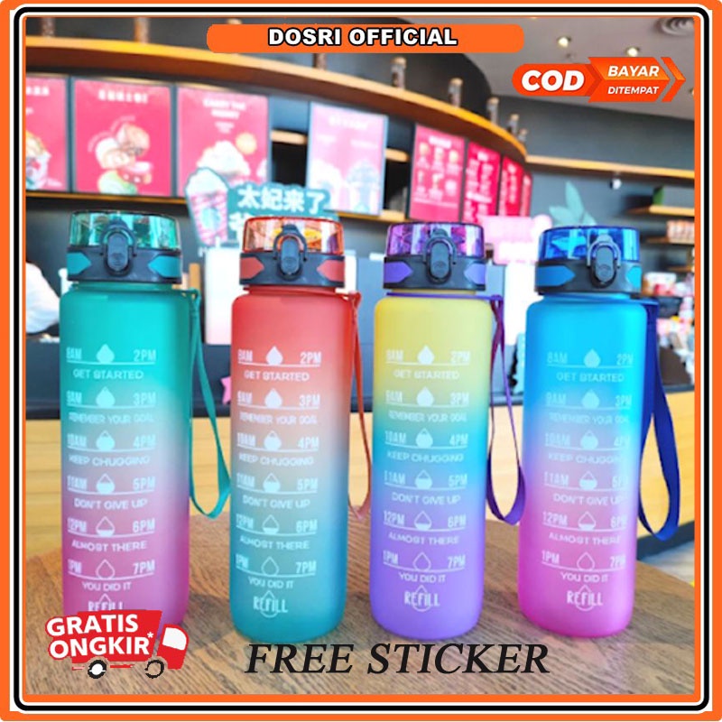 [ BISA COD ] BOTOL SELANG GLITER 1LITER VIRAL/NAGITA/BOTOL PELANGI PENANDA WAKTU FREE STICKER