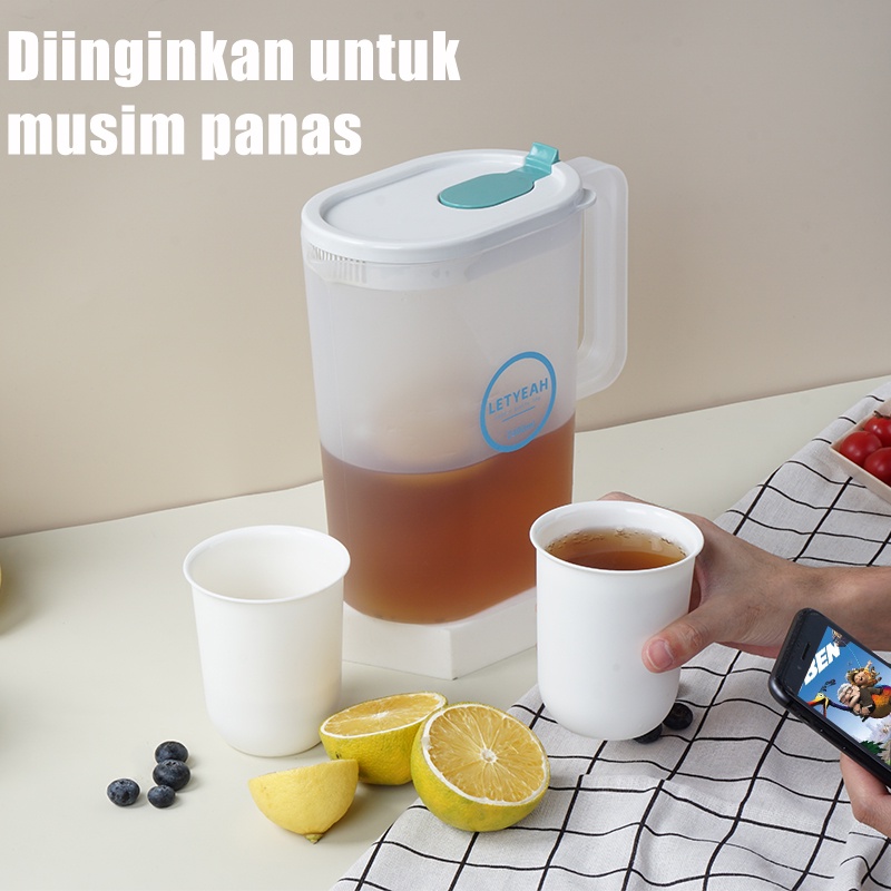 Letyeah &amp; Anantagt teko set jus air teh kopi/Water Jug plastik dengan 4 cangkir 2400ml/pitcher air Plastik