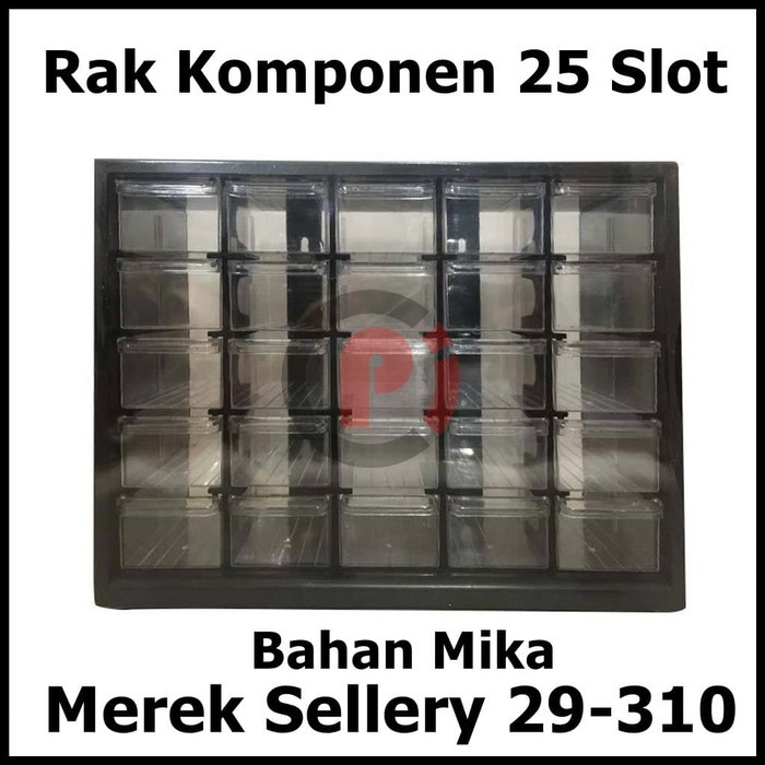 Sellery Rak Penyimpanan Komponen Baut 25 Slot Bahan Mika