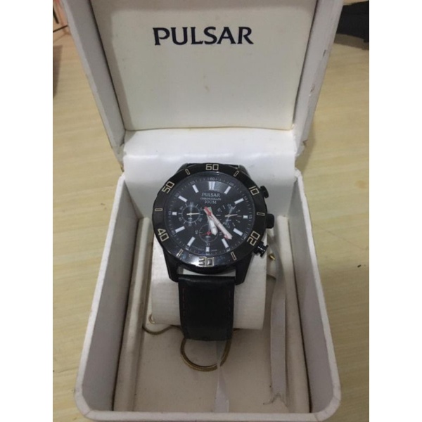 jam tangan kulit pulsar chronograph second original