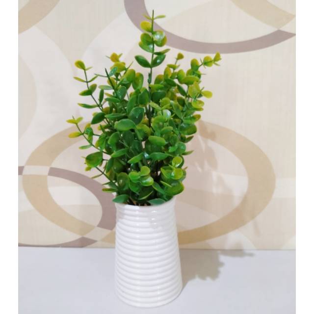 Eucalyptus daun hijau tanpa vas rumput hiasan hantaran  