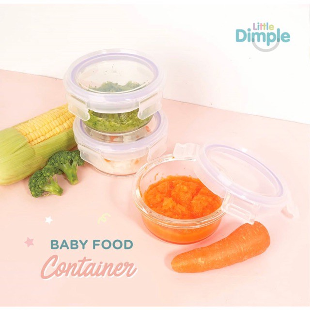 Little Dimple Food Container isi 3pcs x 240ml Kontainer MPASI Baby