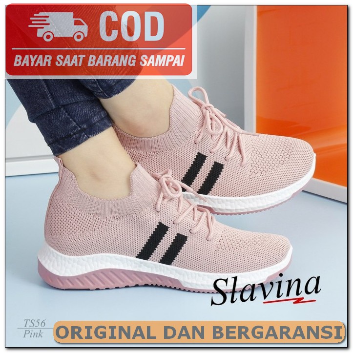 Sepatu Wanita Snackers.Sport  Grade Ori Import Size 37-40 OX171   Sneaker Slavina Ts56 - Pink, 36