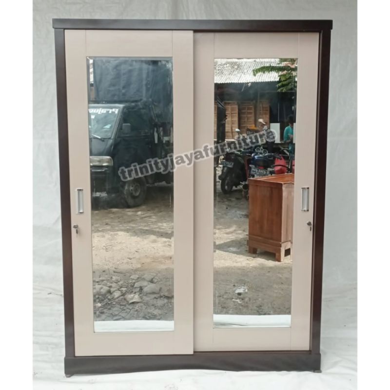 Lemari Pakaian 2 Pintu Sliding Jumbo Kayu Blokteak trinityjayafurniture