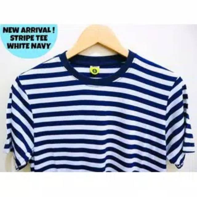 TERMURAH Kaos Stripe NAVY PUTIH - Kaos Pria Bandung - Kaos Stripe Hitam Putih