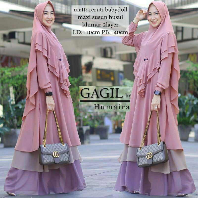 Gamis Syar'i Gagil By Ova Humaira / Fashion Wanita Muslim Original Terbaru / Dress Susun Cantik ORI