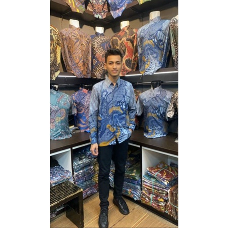 Batik kemeja pria lengan panjang lapis furing batik bahan katun primish reguler ABK01