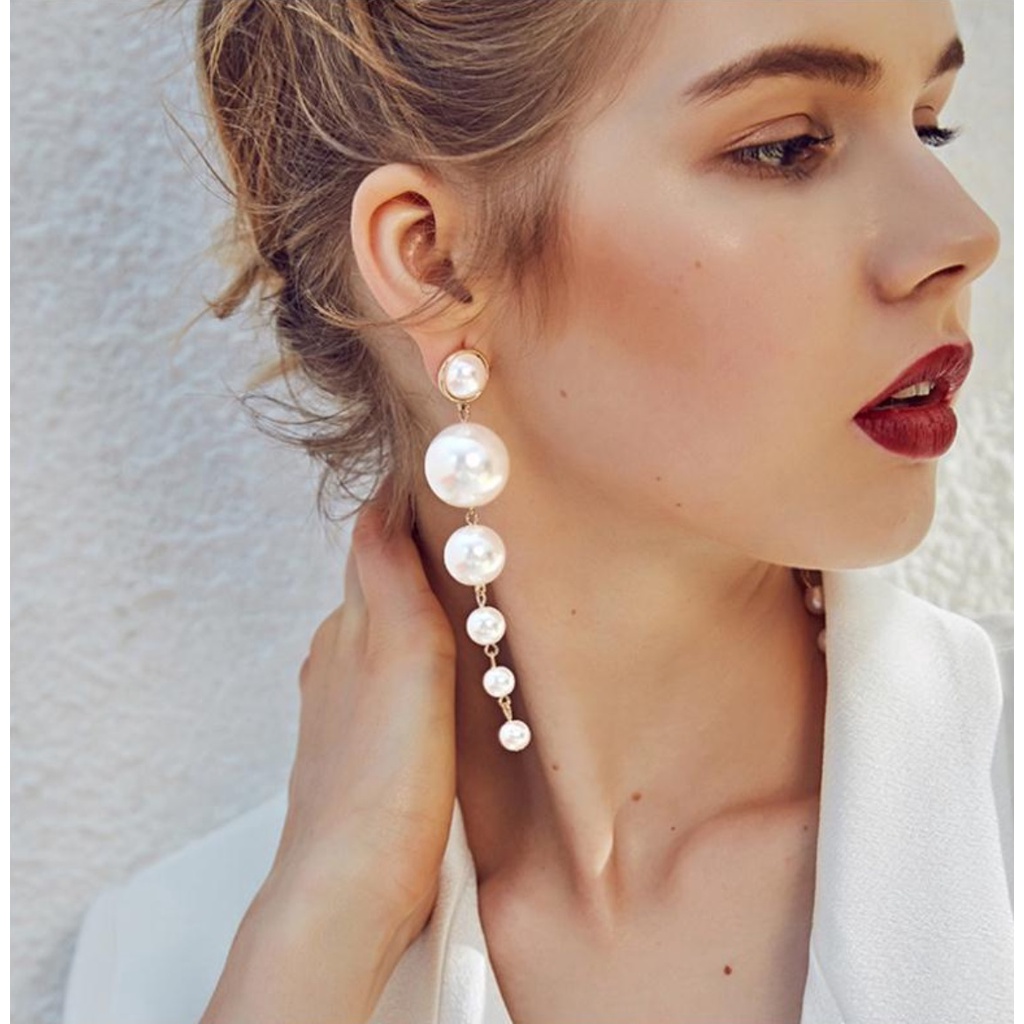 Anting Wanita B638 TASSEL BIG Mutiara Panjang Korea Fashion Vintage Earrings Women Earring Giwang Imitasi Aksesoris