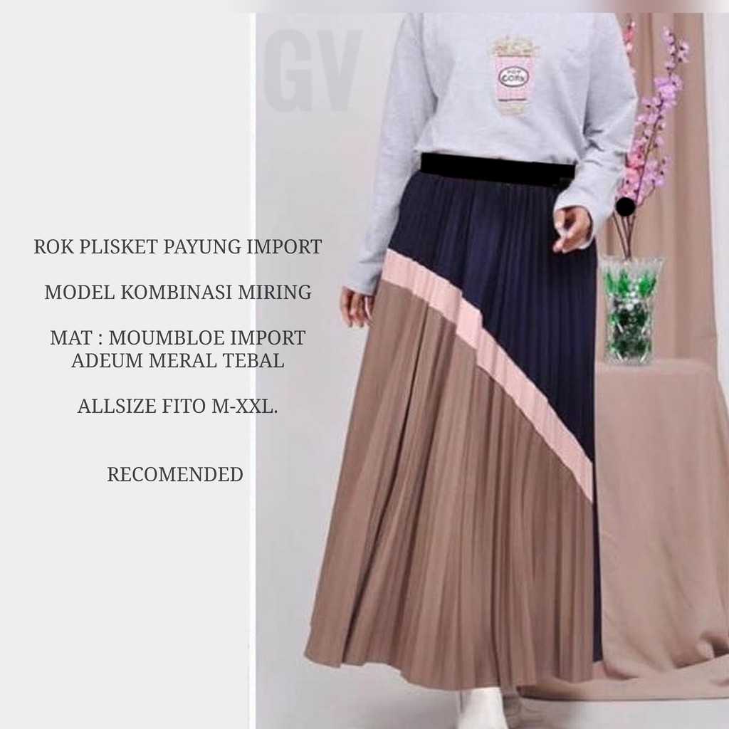  Rok  plisket  kombinasi rok  plisket  Payung import premium 