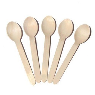 100 pcs sendok kayu sekali pakai  16 cm disposable wooden 