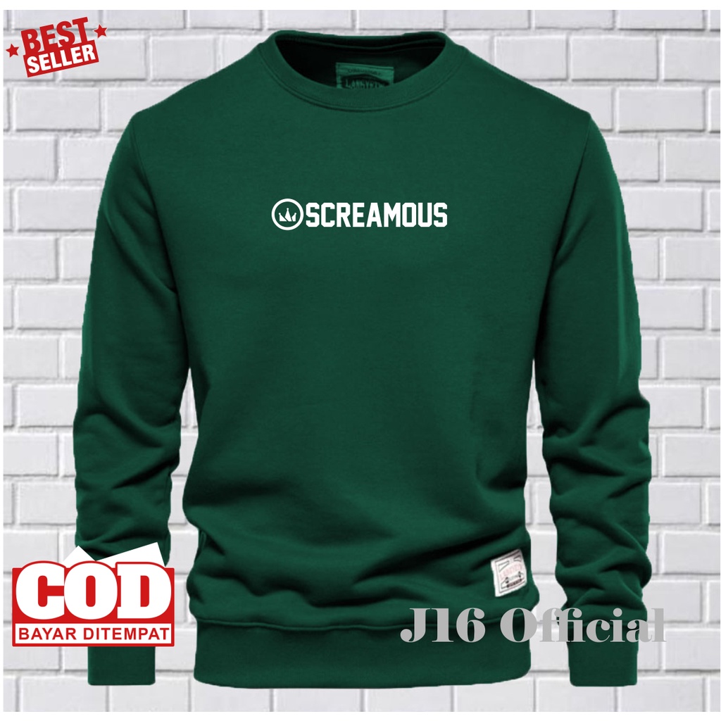 CREWNECK SCREAMOUS Jaket Distro Sweater Oblong Pria Wanita