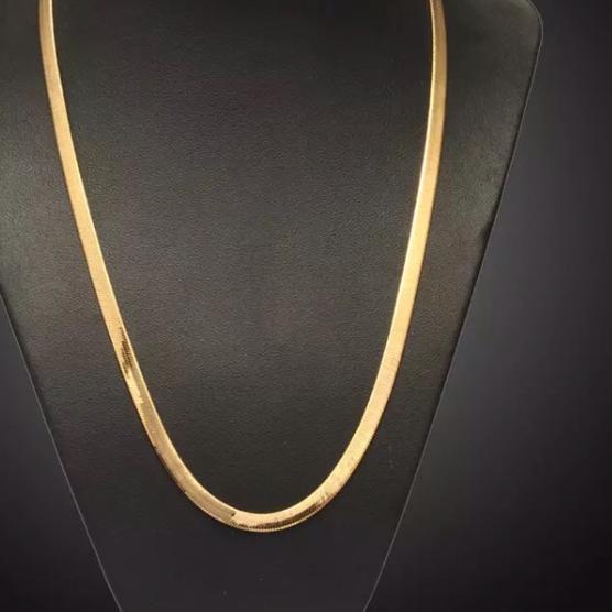 ❄ KALUNG TITANIUM PRIA WARNA EMAS GOLD MODEL ULAR PIPIH ➱
