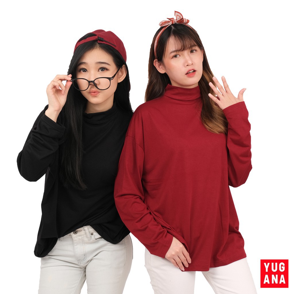 BL MANSET Kaos  Oversize Wanita  Lengan Panjang Turtleneck 