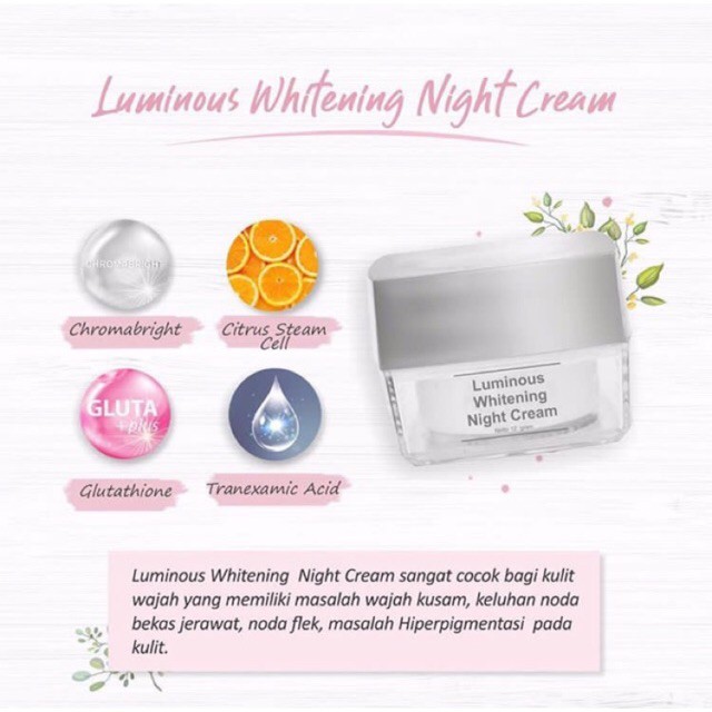 LUMINOUS WHITENING NIGHT CREAM MS GLOW