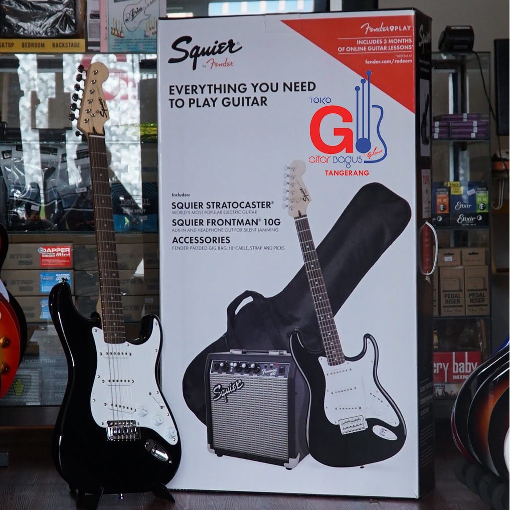 Squier Electric Guitar Bag - Squier Affinity Series Sss Pack W Gig Bag 10g Frontman Black Shopee Indonesia