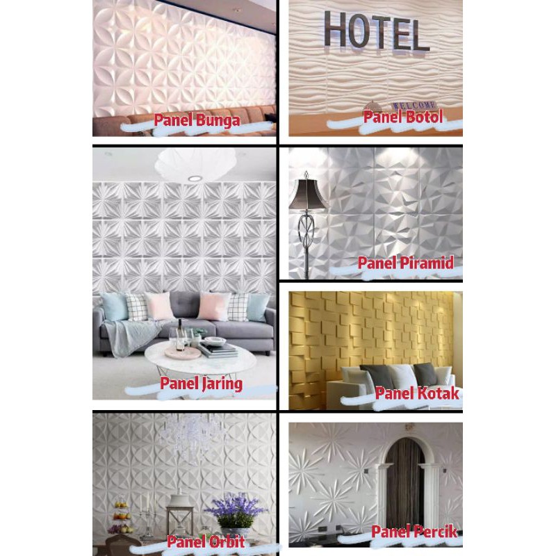 Wall Panel 3D Gypsum Dekorasi Dinding dan Plafon Ornamen Kembang Lampu Motif