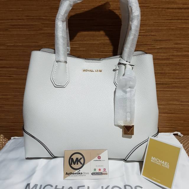 Tas Michael-Kors MK Original Mercer Gallery Medium Leather Satchel NWT - OPTIC WHITE