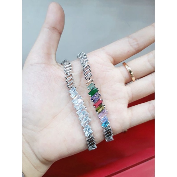 Gelang rantai xuping silver dewasa batu warna