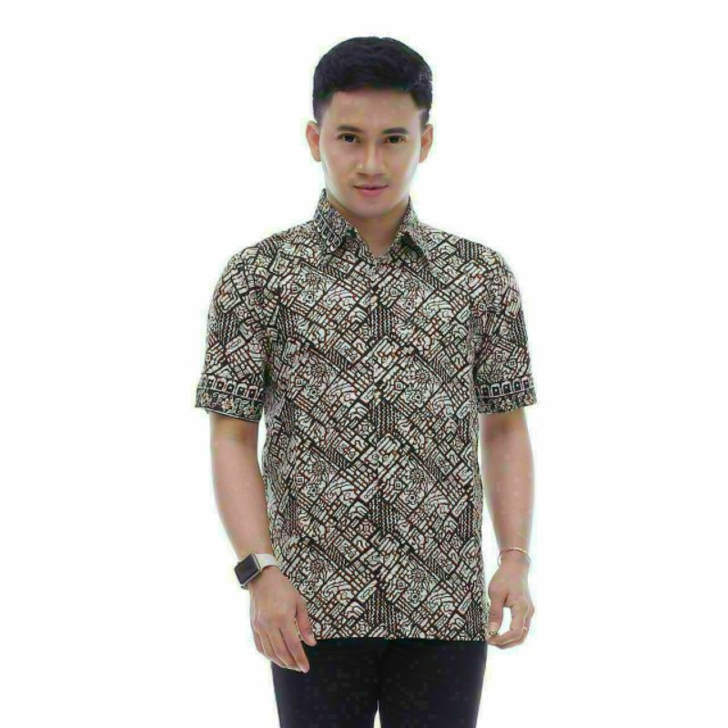 Batik wanita ASJ SA HRB026 Kenongo Kemeja Tosca Pendek - Batik wanita seragaman Kantor terlaris....-Model 4