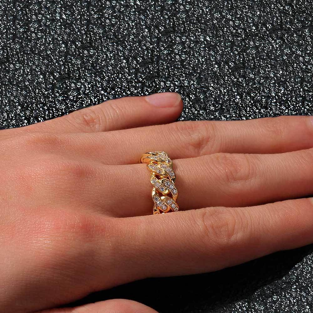 Mxbeauty Pria Cincin Pasangan Cincin Hip-hop Retro Kuba Rantai Wanita Cincin Ekor Cincin Geometris Logam Zirkon Pria Jari Cincin