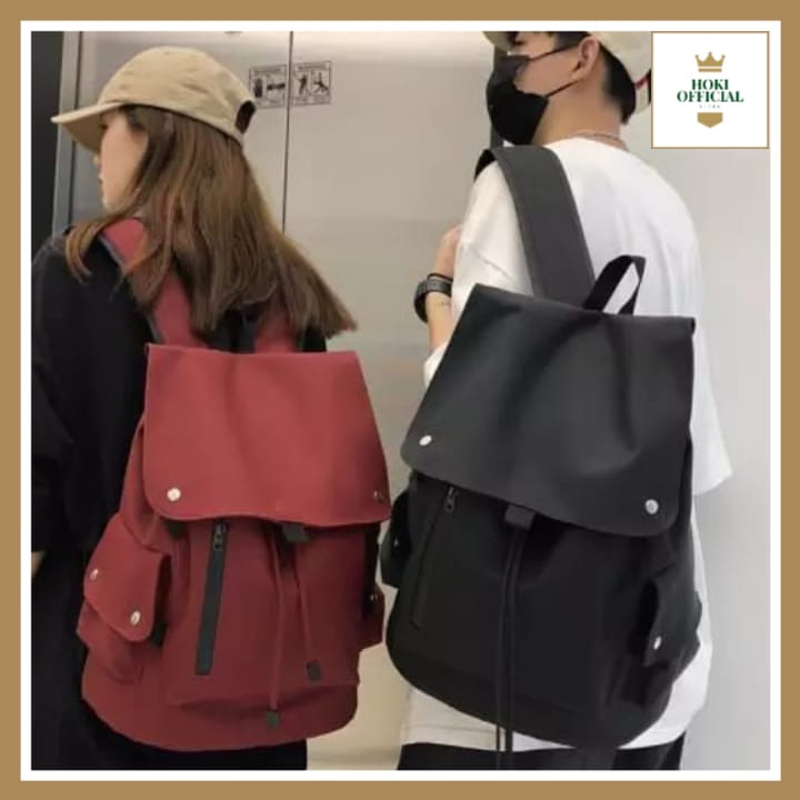 [COD] Tas Pria Kapasitas Besar Tas Wanita Backpack Sekolah Gaya Korea Retro Ransel Perempuan Siswa Perguruan Tinggi HokiOfficial