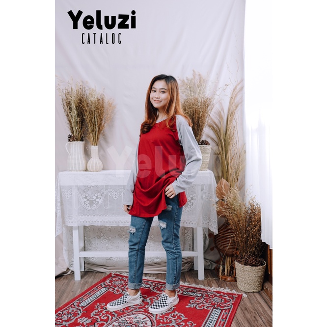 Tunik Atasan Wanita Raglan Kekinian Terbaru - Katun Combed 24s - Yeluzi