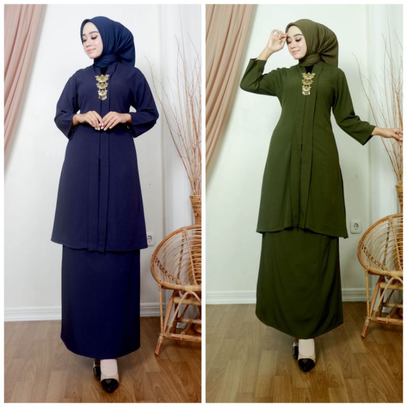 SETELAN KEBAYA CINDAY/SET KEBAYA CINDAY KEBAYA POLOS BAHAN LEDI ZR/KEBAYA MALAYU/KABYA WISUDA/KEBAYA