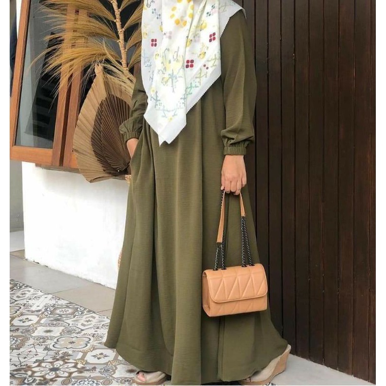 ABAYA - DRESS CRINKLE -DRESS MUSLIM - DRESS UMRAH WANITA