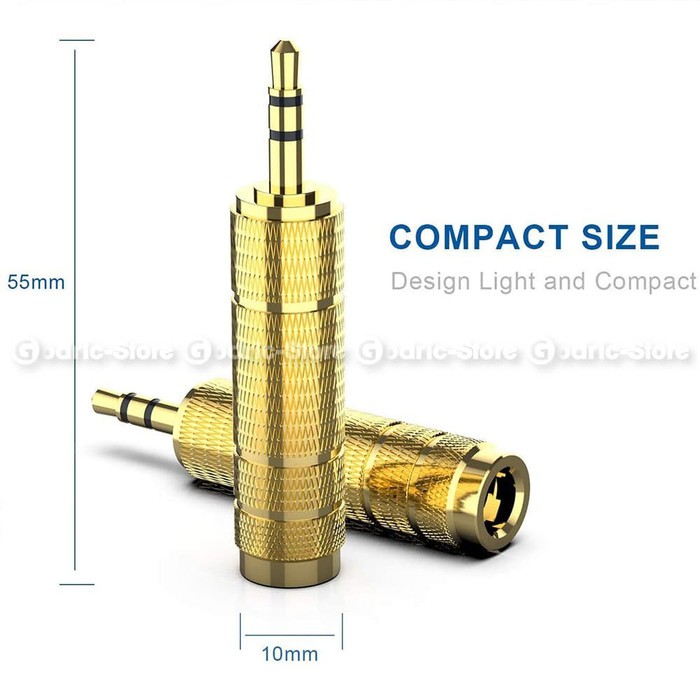 Audio Converter Gold Plated Jack 3.5mm to 6.5mm / 6.35mm Konektor Adapter Mic ke HP 6.5 to 3.5 mm