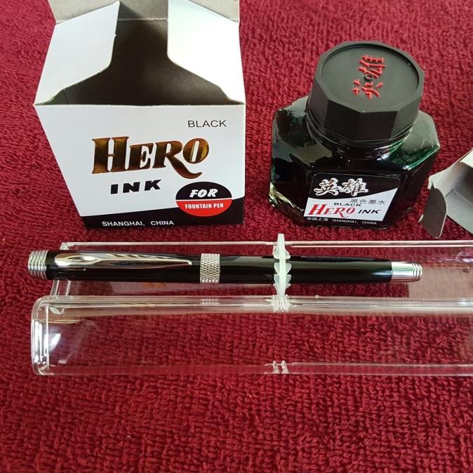

Paket HEMAT..Fountain Pen Genius BLACK Nib M- dan Tinta Hero INK.