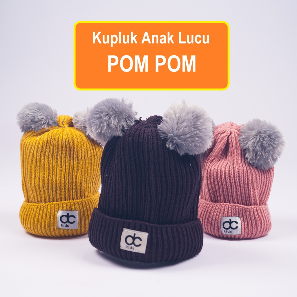 COD!! Promo Kupluk Bayi DC Kids Topi Rajut Pompom Lucu Usia 0-3 Tahun