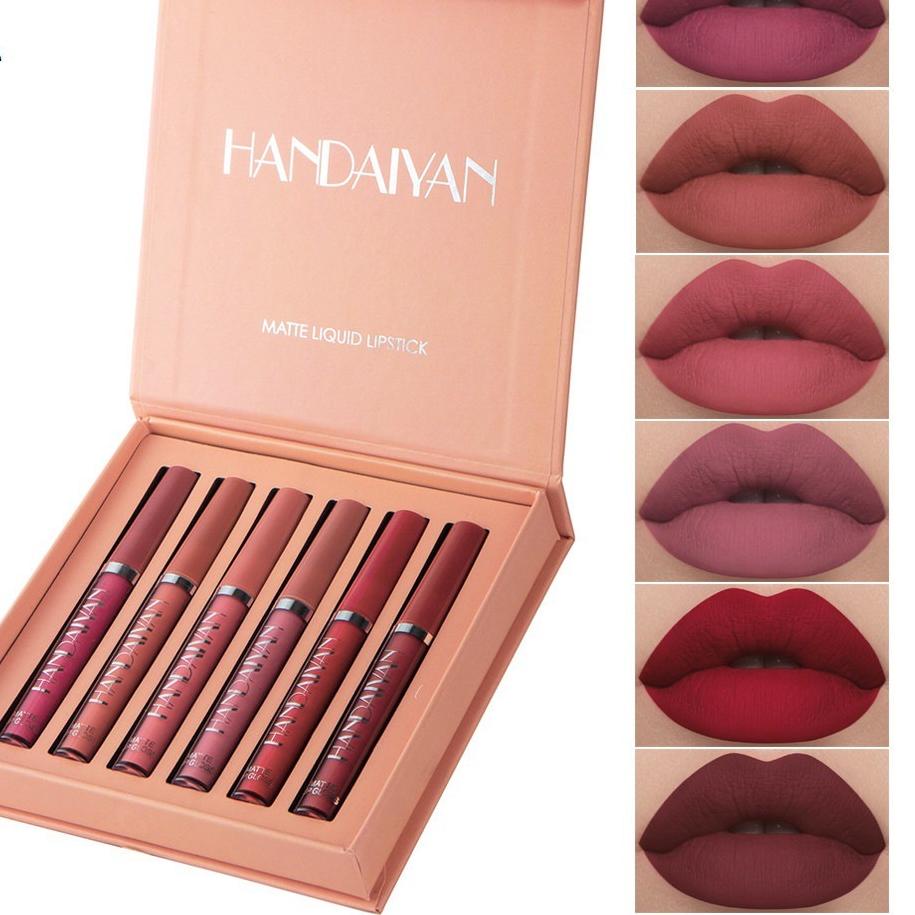 [FCT] HANDAIYAN Lipstik paket 6 warna Makeup Set Matte Liquid Lipstick 6pcs Lip gloss Lipstik Matte 