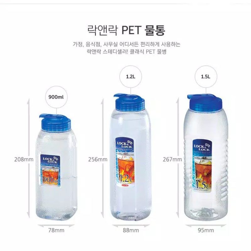 Lock&amp;lock water bottle 900ml botol minum AMAN  PP  PET ANTI SLIP