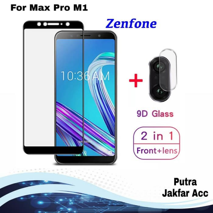 Tempered Glass Lensa Camera + Tg Anti Gores Full Layar Asus Zenfone Max Pro M1
