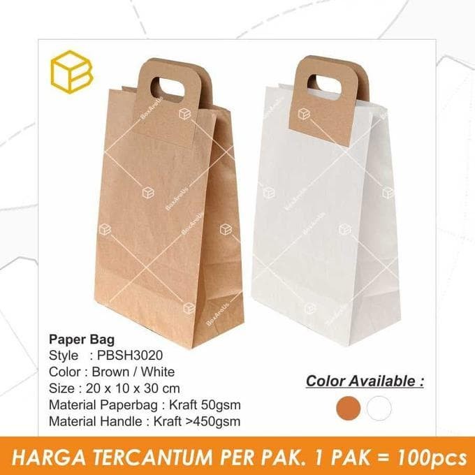 

(TERLARIS) Promo Paper Bag Kantong Roti Lunch Paperbag Kraft Polos - Pbsh3020 - S
