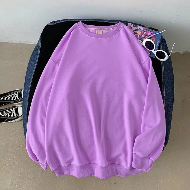 Sweater Crewneck Basic Polos Wanita Pria Couple Size (M-XXL) Crewneck Polos Oversize Unisex Basic Sweater Polos Fleece Premium Sweter Pria Wanita Oversize Tebal Korean Style Kekinian Sweatshirt Wanita Oversize Jumbo Sweater Polos Cewek Cowok Tebal Korea