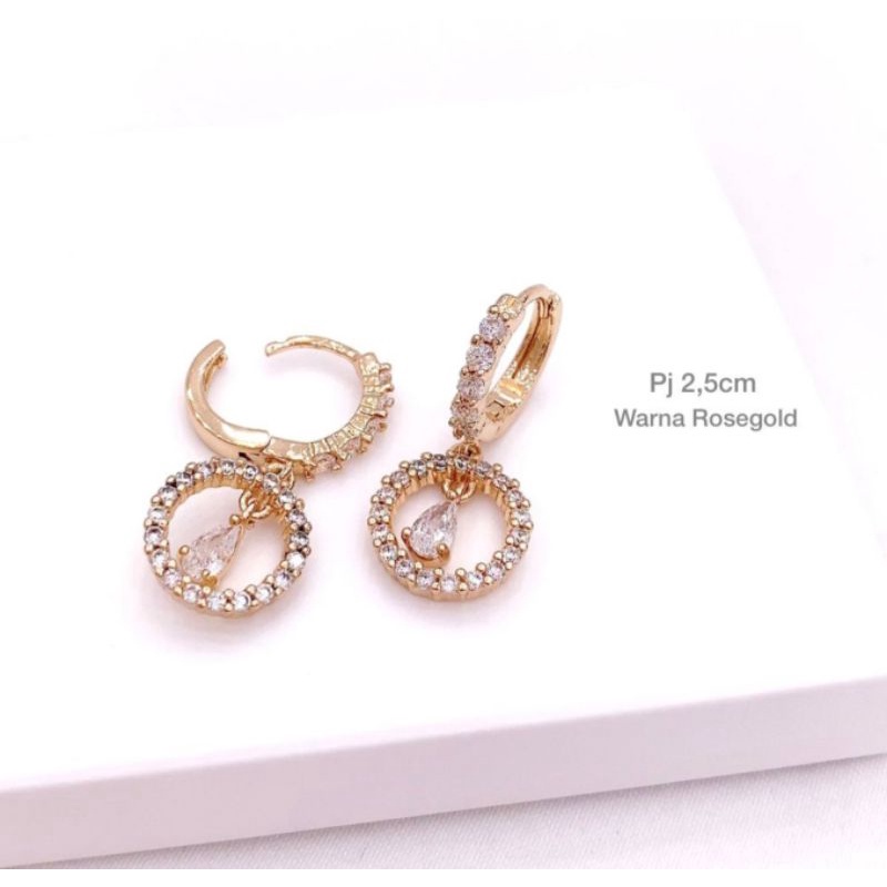 Anting Silver925 perak platgold mata kilau miirp emas asli Anti Karat anti alergi anting zircon premium080