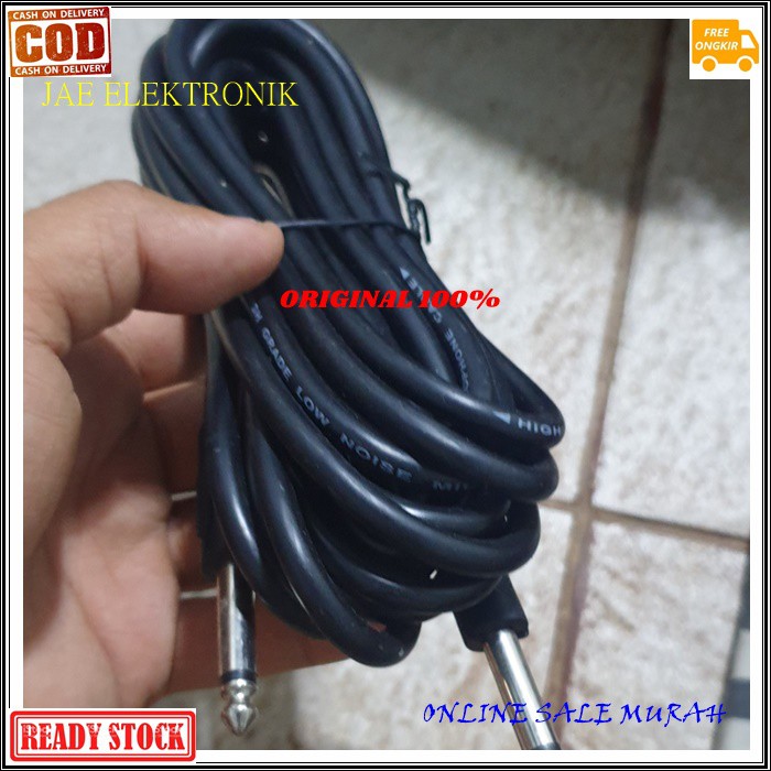 G510 Kabel GITAR mic 5 meter ORIGINAL G510 jack akay akai guitar Bass Keyboard mic wireles receiver jek akai jack konektor adapter converter konverter splitter universal sambungan penyambung male multi G510  6,5 mm  Low Noise Walaupun di Gain yang tinggi.