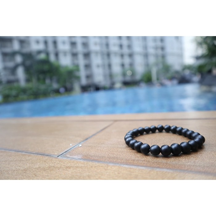 supplier GELANG BATU blackstone hitam karet elastis unisex MERDEKA best seller