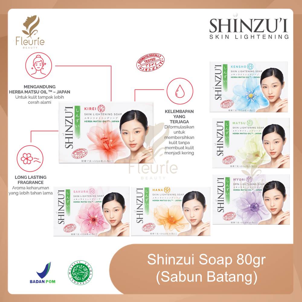 Shinzui Skin Lightening Bar Soap Matsu Hana Kensho Kirei Myori Sakura - Shinzui Sabun Batang Halal Original BPOM