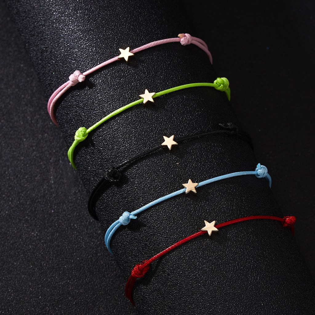 Gelang Tangan Tali adjustable Motif Bintang Untuk Pria / Wanita