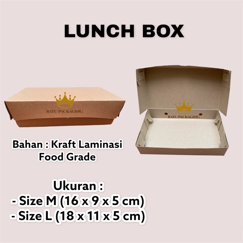 Jual Ratu Dos Kraft Lunch Box Kotak Lunch Box Kraft Kotak Dus Nasi Kraft Laminasi Size M Dan