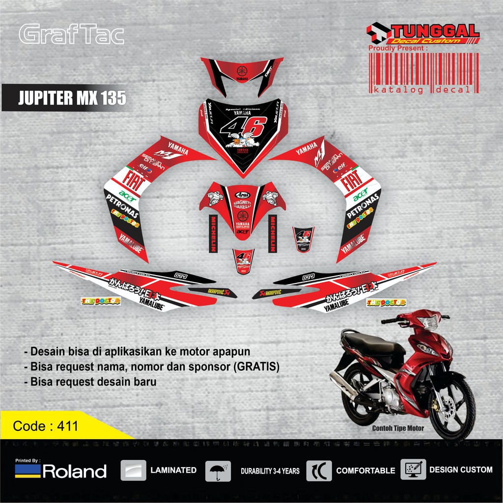 Decal custom jupiter mx 135 old merah