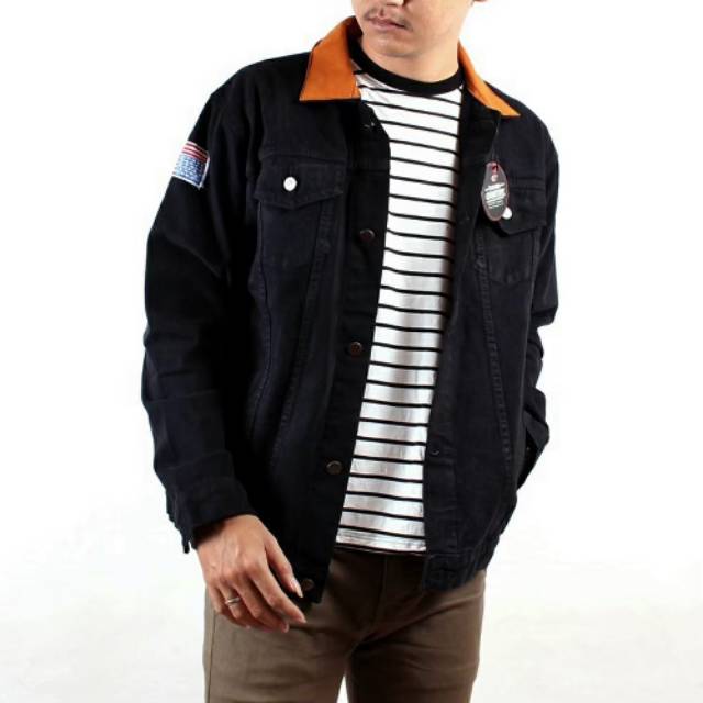 Jaket jeans dilan 1990 Warna Hitam full black Bahan jeans Tebal Dan Halus Best seller Jaket